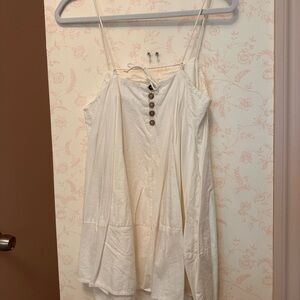Free People Cream Mini Dress with Buttoned Tie back